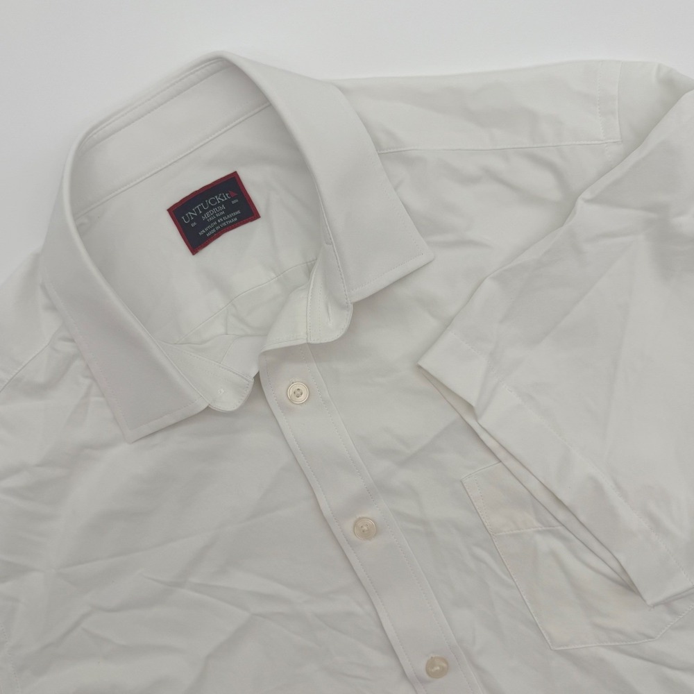 UNTUCKit Gironde SS White Short Sleeve Button Down Shirt Tall Slim Medium 41070